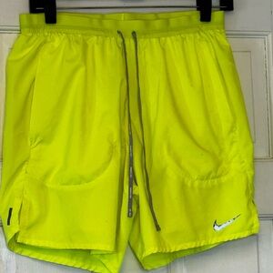 Nike Bright Yellow Performance Shorts with Reflective Swoosh